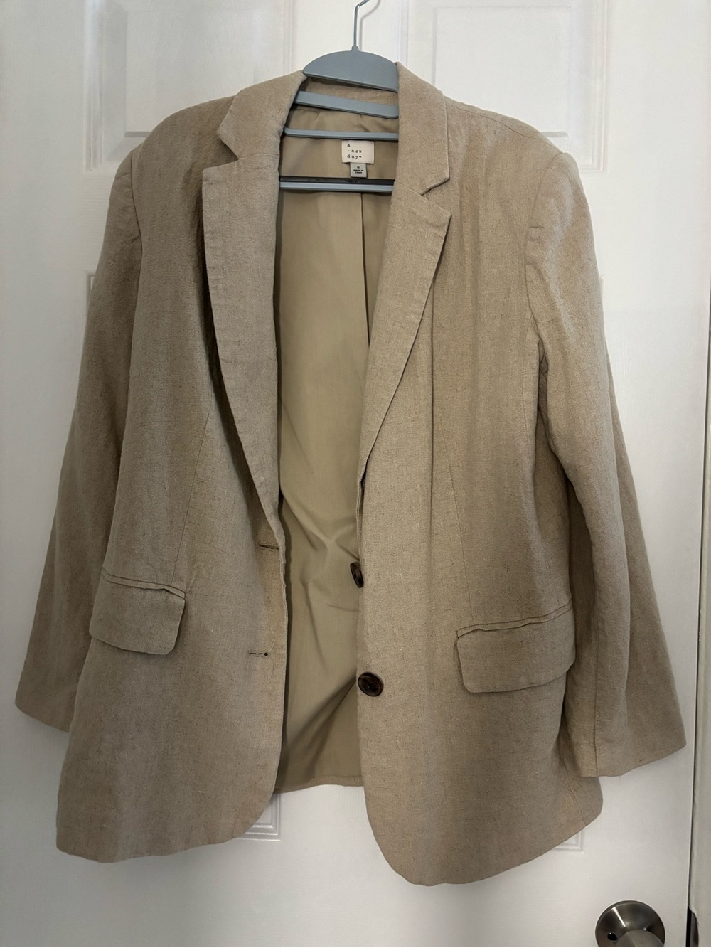 Beige Women's Blazer - Classic Single-Breasted Suit Jacket
